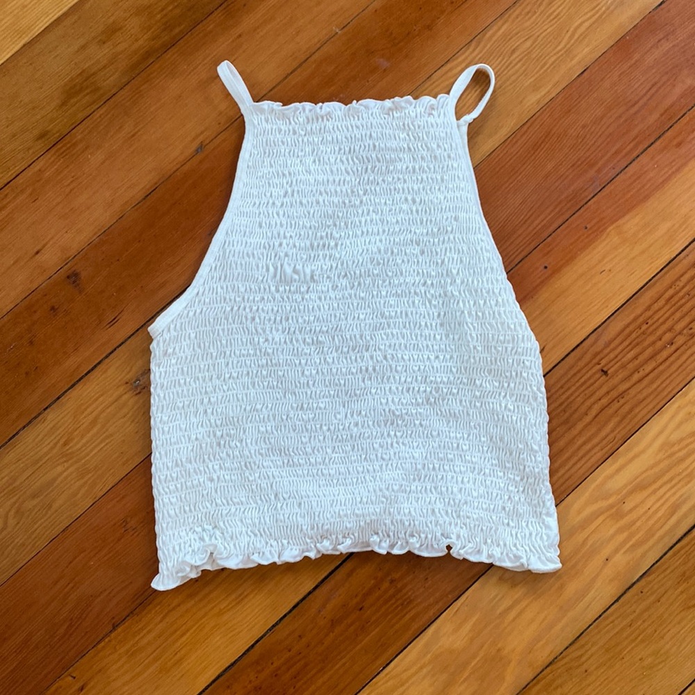 White smocked crop top